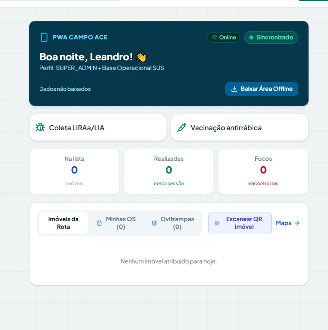 Tela do Endemias GOV: App do agente