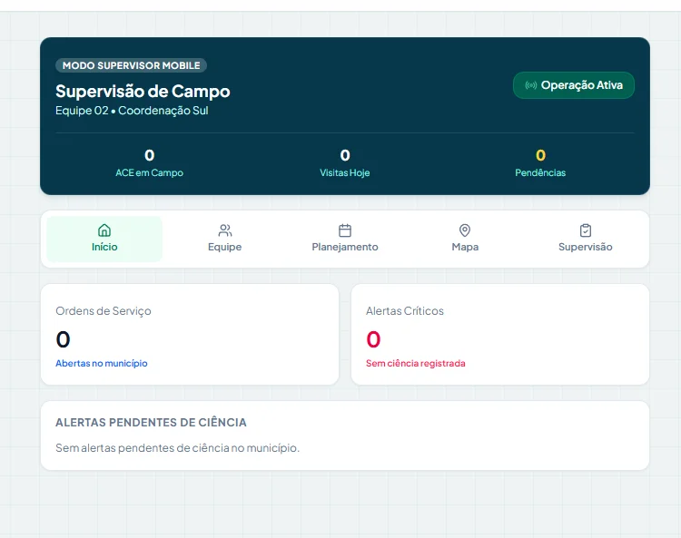 Tela do AceGOV: Supervisão de campo