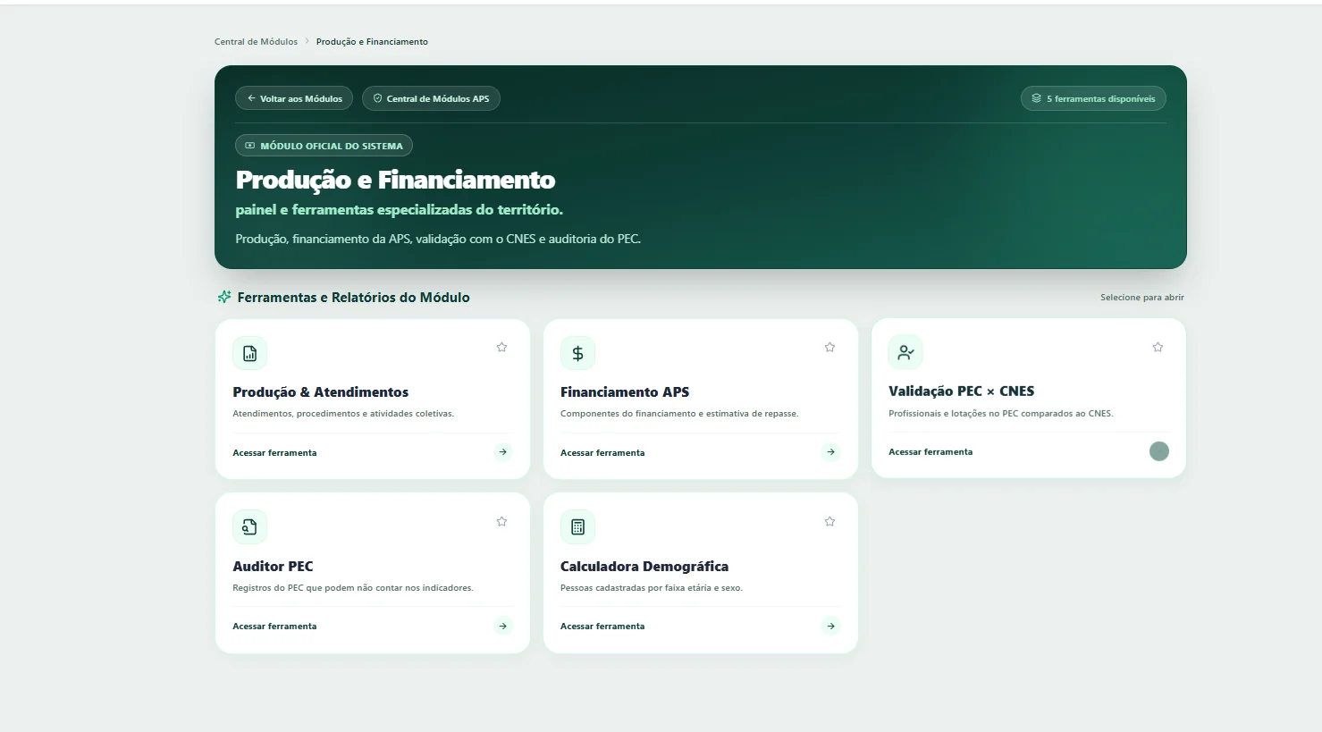 Tela do Virtus APS 360: Produção e financiamento