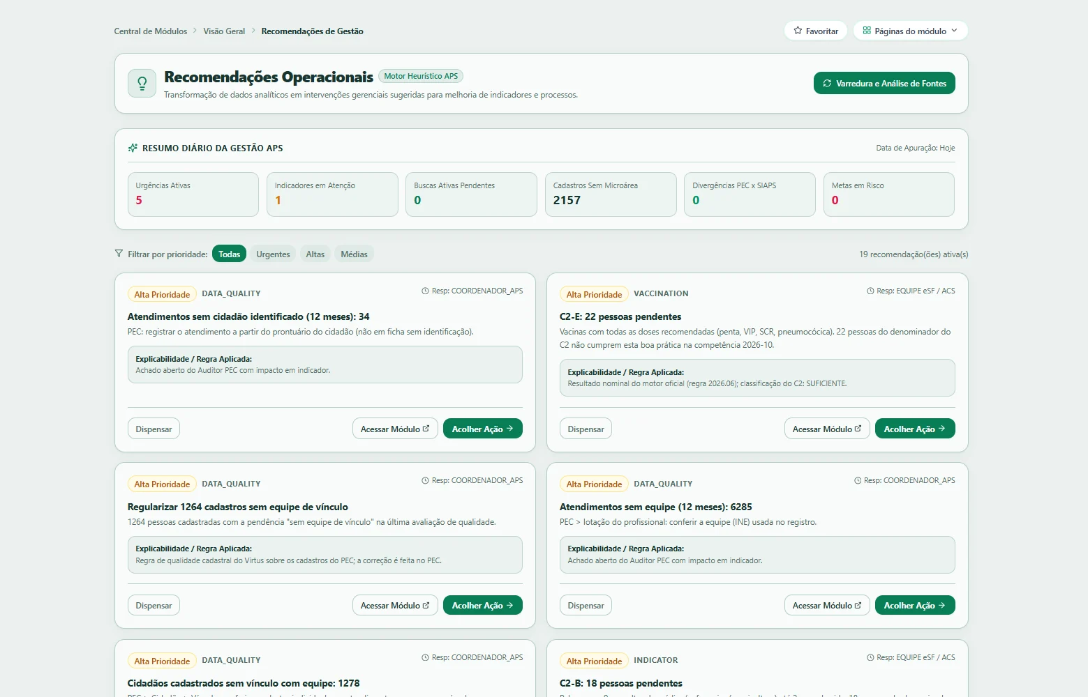 Recomendações operacionais