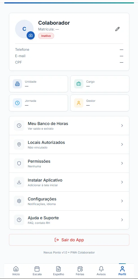 App Nexus Ponto: Perfil