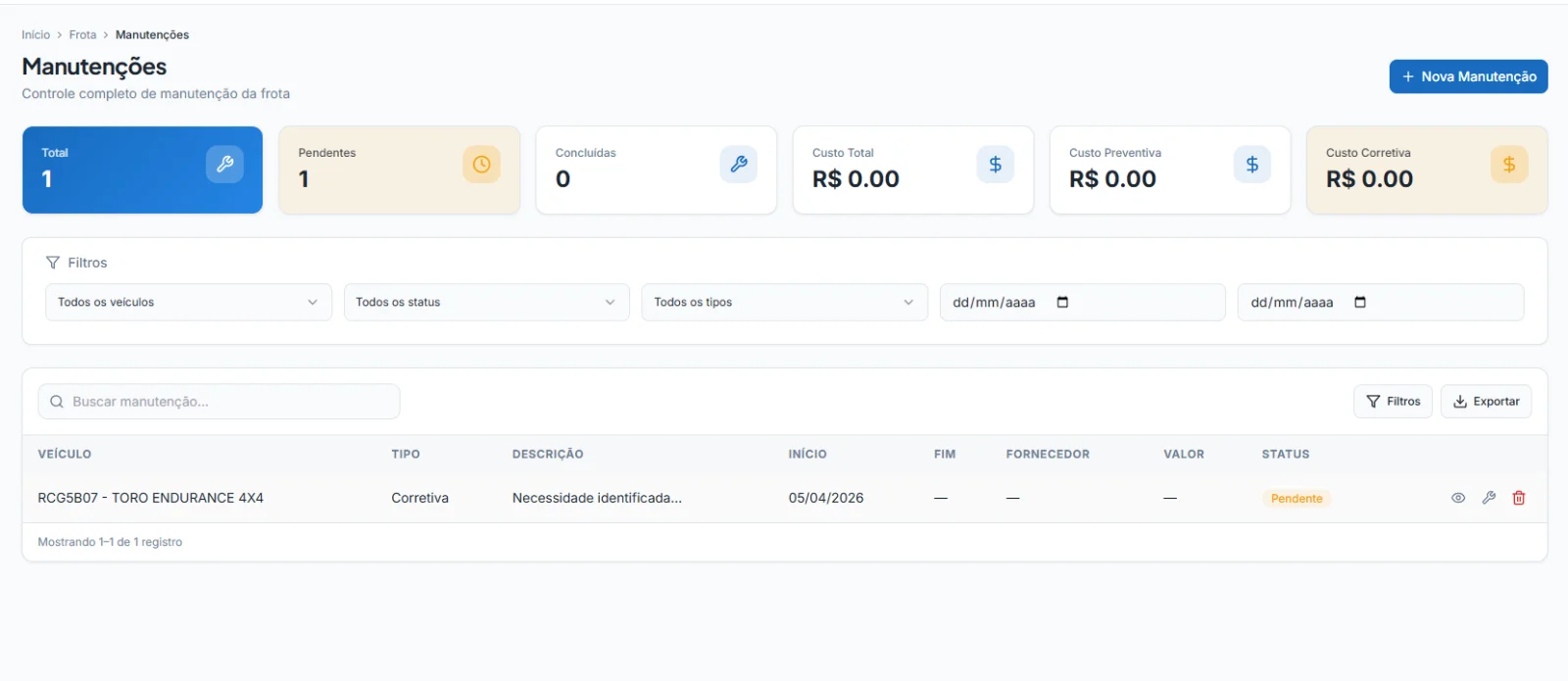 Portal oficial — Manutenções preventivas e corretivas